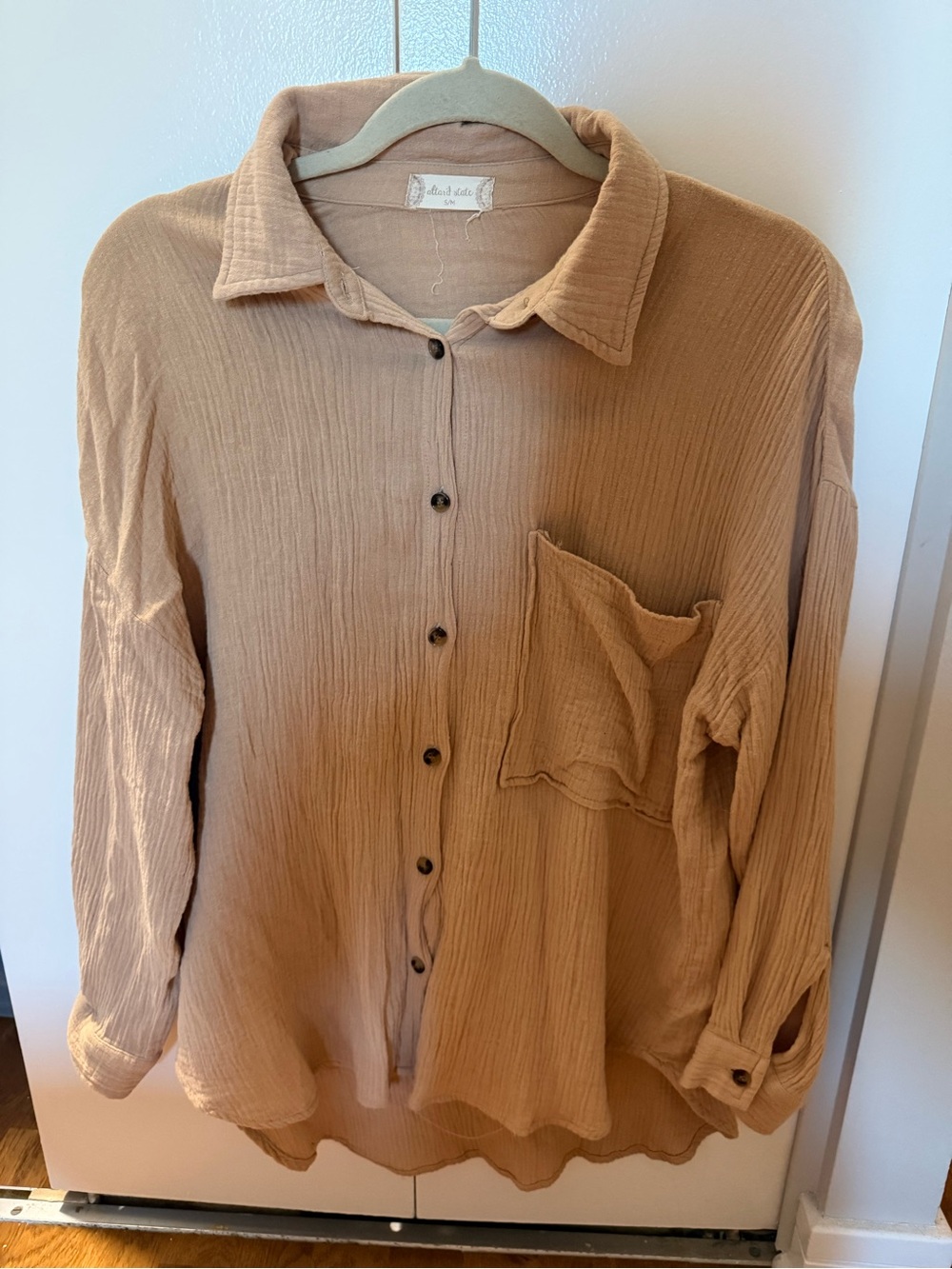 Altar’d state Lightweight Button-Up Shirt in Tan
